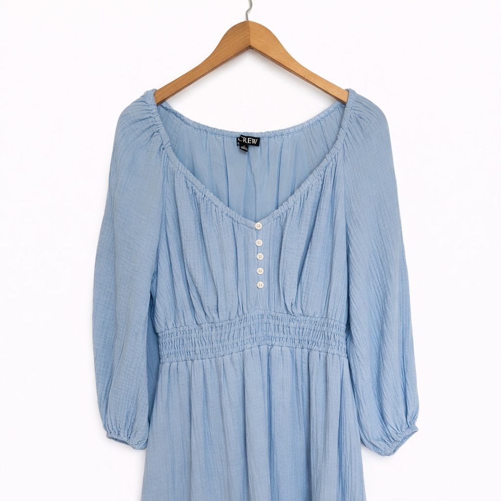 J.Crew Blue Cotton Maxi Dress | Size Small | Lined Smocked Waist | NWOT - Picture 4 of 12
